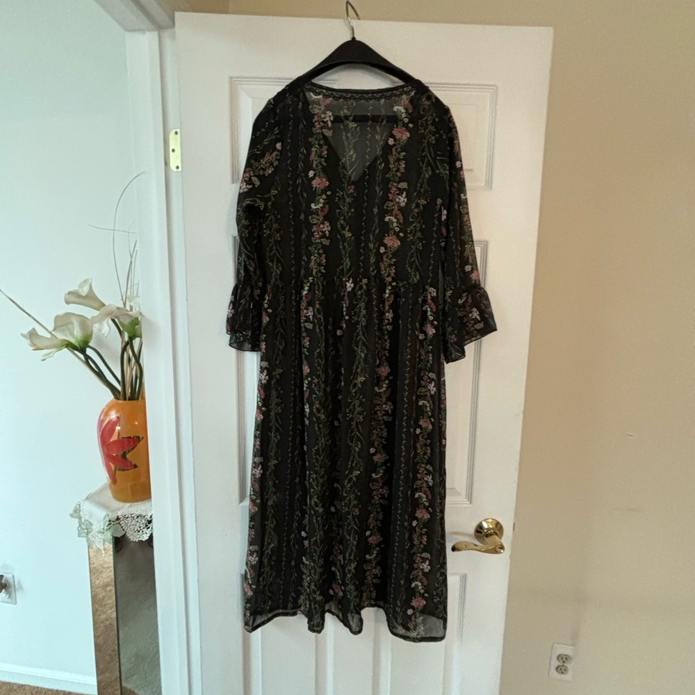 Japanese brand "axes" single-layer chiffon printed fabric dress.